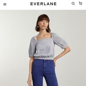 Everlane Size Small Blue Eyelet shirt